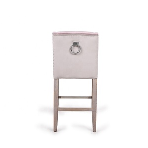 Anji Kasei madera de caucho sólido KSV25025 de terciopelo rosa 7 De terciopelo Beige estilo antiguo Taburetes de <span class=keywords><strong>Bar</strong></span> - Product Image 5