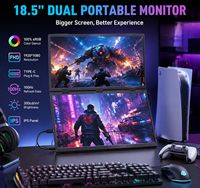Monitor Portátil Dual de 18.5 Pulgadas, 1080P FHD IPS, 100Hz, Retroiluminación LED, Plegable, Extensor de Pantalla para Portátil, Tipo C USB-C, Plug&Play, para Viajes
