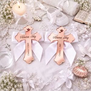 Étiquettes personnalisées en acrylique pour baptême, croix, noms personnalisés, cadeaux souvenirs pour baby shower, baptême, fête de Noël - Product Image 4