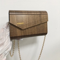 Dompet gaya Vintage wanita, dompet kayu warna coklat, tas selempang pesta pernikahan luar ruangan