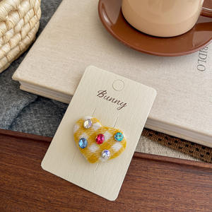 Pince à cheveux coréenne à motif écossais avec strass colorés en forme de cœur pour filles – Accessoire de mode pour franges - Product Image 6