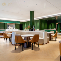 JEILI Ensemble de mobilier de restaurant sur mesure, design hôtelier commercial moderne, banquette incurvée, table ronde avec plateau en marbre, chaises, projet