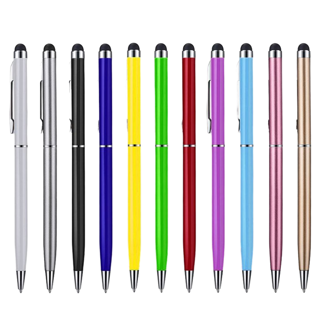 Wholesale 2 in 1 Universal Capacitive Stylus Ballpoint Pen with Custom Logo, Bulk Multi-Color Metal Touch Screen Pen for Tablets