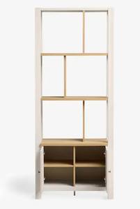 מודרני עץ אלון אפקט אחסון סולם ספרים מתכווננת מדפים 2 דלתות עבור תצוגת חדר שינה במשרד סלון עשוי עץ - Product Image 4