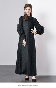 Miyake femmes plissé longue robe couleur unie ample minceur drapé effet Style européen américain Niche lumière <span class=keywords><strong>Mature</strong></span> décontracté - Product Image 6