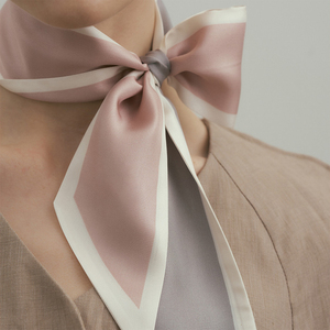 Contrasting Colors Handmade Narrow Headband Silk Ribbon Neckerchief Long 100% Mulberry Silk Twill <strong>Scarf</strong> - Product Image 1