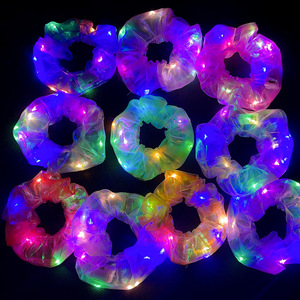 Lazos para el cabello con luz LED con temática <span class=keywords><strong>de</strong></span> sirena, lazos para el cabello <span class=keywords><strong>de</strong></span> discoteca para niños para <span class=keywords><strong>Amazon</strong></span>, accesorios para el cabello transfronterizos, malla brillante - Product Image 4