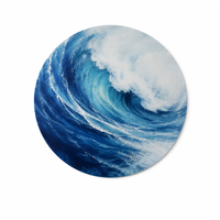 Impression sur toile moderne de vagues océaniques rondes, art mural de qualité supérieure, peinture de mer bleue vibrante pour salon