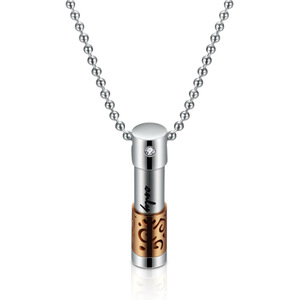 Collar personalizado con botella de aceite esencial, colgante cilíndrico de acero inoxidable con incrustaciones de diamantes para regalo de aromaterapia - Product Image 2