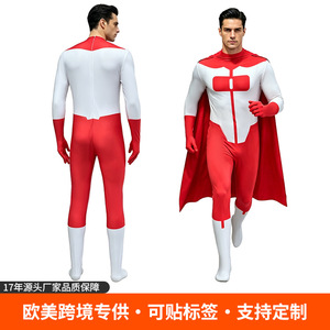 Invincible Nolan Cosplay Costume Red <b>White</b> Bodysuit With Cape For Halloween Game Anime Role Playing - Product Image 5