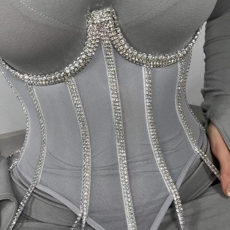 2022 Bodysuit Crystal Corset New Fashion Women Sexy Corset Top