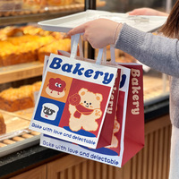Sac en papier kraft épais, imprimé en couleur, recyclable, de qualité alimentaire, avec logo personnalisé, pour boulangerie, gâteaux, toasts, snacks, emballage cadeau