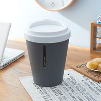 Poubelle créative en plastique de grande taille en forme de baril avec couvercle à bascule et panier à papier pour salon et bureau
