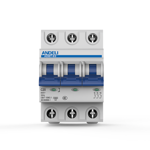 Миниатюрный выключатель ANDELI, ADB7-63-3P 3P, Din, с пластиковым и медным креплением, <span class=keywords><strong>Mini</strong></span> MCB с разрывной способностью 63a - Product Image 1