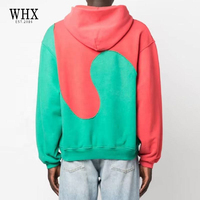 Sweat-shirts à capuche surdimensionnés en coton brodés sur mesure, fabrication de sweats à capuche bicolores avec patchwork et blocs de couleur pour hommes