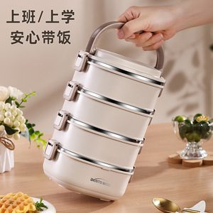 Bento Box Stainless Steel Multi Layer Lunch Box <b>Microwave</b> Safe For Office Students Adults - Product Image 3