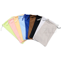 Pochette portable en microfibre douce pour lunettes, multicolore, avec cordon de serrage, logo personnalisé, étui à lunettes, étui de rangement pour lunettes de soleil, 9*18