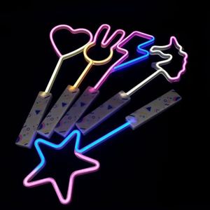 Large Fairy Multicolor Glow Wand Adjustable LED Heart-Shaped Wand Star Wand Neon Light Girls' Party Toy Children's Glow <b>Stick</b> - Product Image 1