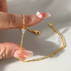 Zircon Trendy Brass Bracelet <b>Set</b> for Women Engagement Party Wedding Gift 18K <b>Gold</b> & Rhodium Plated - Product Image 1