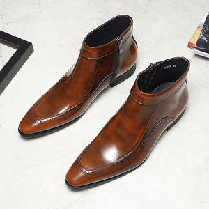 Botas de Tobillo de Cuero Genuino de Lujo para Hombre, Otoño Invierno, Estilo Ejecutivo, con Cordones, Transpirables, Suela de Goma - Product Image 5