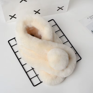 Offre Spéciale artificielle fausse fourrure de lapin femmes hiver écharpe silencieux personnalisé ayant balle - Product Image 1