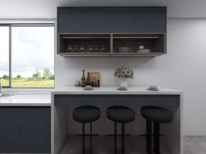 Youya alta lucentezza moderna cucina isola Design armadio grigio/bianco fornello armadietto frigorifero cucina acciaio inox - Product Image 3