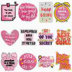 New Iron on pink Tones Embroidered Cartoon Inspirational English Patches for Decorative Clothing Bags <b>Accessories</b> - Product Image 1