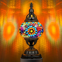Lampes de table en verre mosaïque turque marocaines faites à la main à Marrakech avec base en bronze, style bohème Tiffany, lampes de chevet