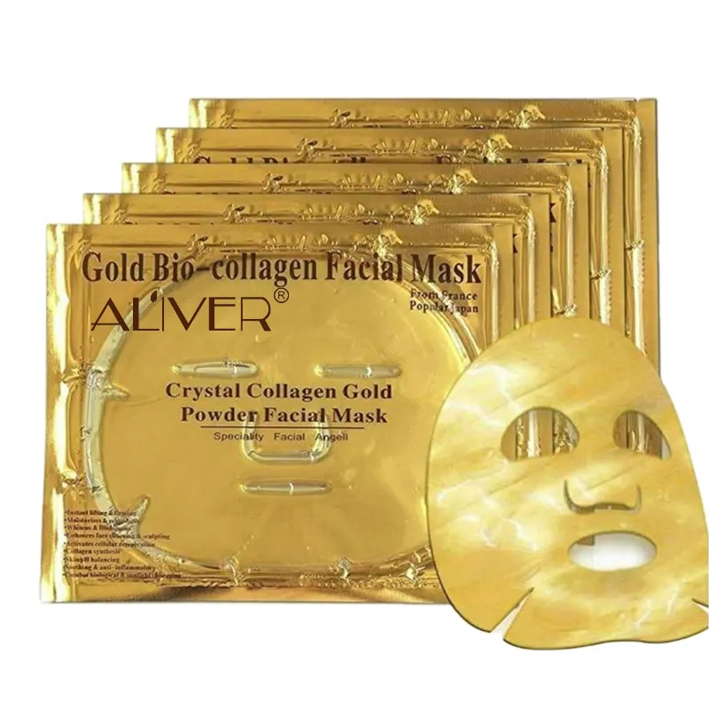 Aliver Hoge Kwaliteit Huidverzorging 24K Gold Collageen Masker Natuurlijke Hydraterende Gezichtsmasker Whitening Hydraterende Masker