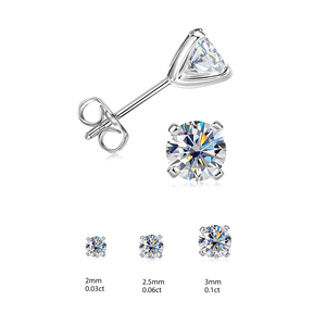 Pendientes Clásicos de Moissanita en Plata de Ley S925, Varios Tamaños Disponibles, Joyería Fina Hipoalergénica - Product Image 4