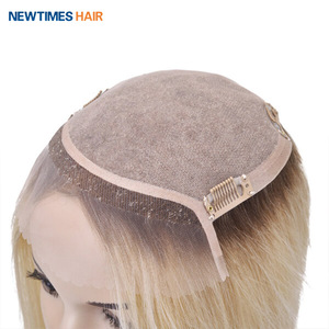 Nouvelle <span class=keywords><strong>perruque</strong></span> NewTimes Ombre Blonde en cheveux humains <span class=keywords><strong>avec</strong></span> base en soie, fermeture frontale en dentelle, style vague indienne, modèle vierge, numéro de référence Toupee - Product Image 1