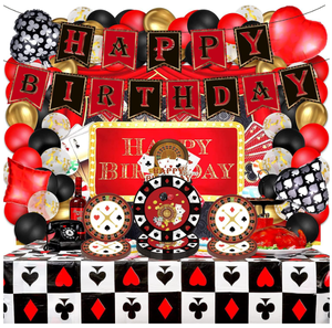 Artículos para Fiesta de Cumpleaños con Temática de Casino: Platos, Vasos, Servilletas, Mantel, Decoración para Mesa, Pancarta, Guirnalda, Globos, Adornos para Cupcakes - Product Image 2
