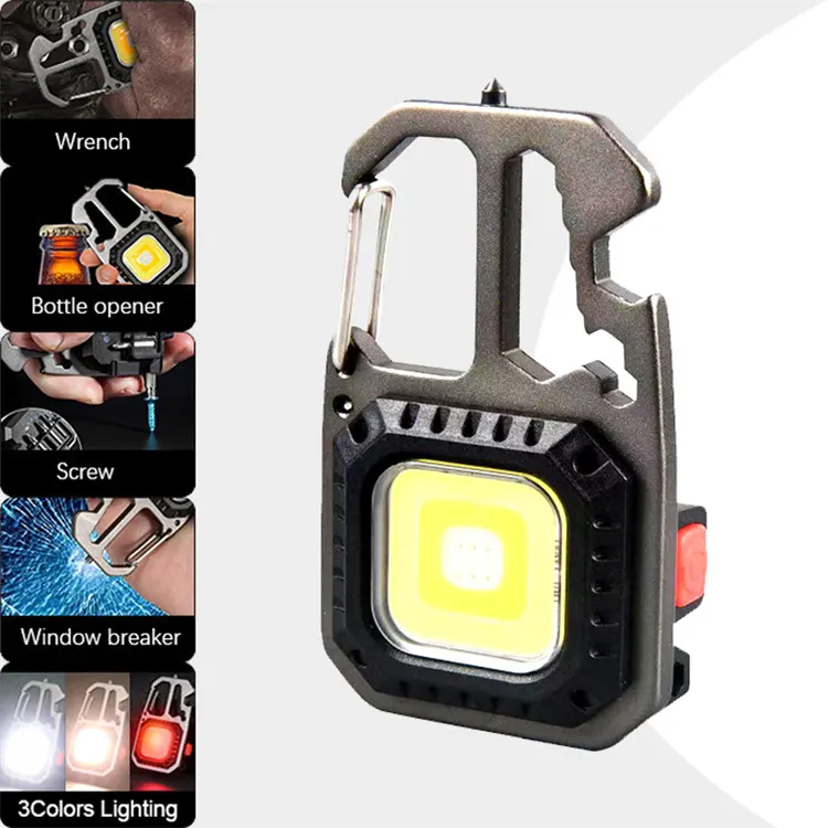 Multifunctional Keychain Camping Lamp Led Night Lighting Cob Recharge Keychain Light For Kids