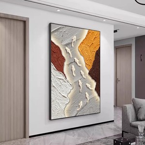 Pintura al Óleo Pintada a Mano, Nueve Peces, Arte Abstracto Texturizado, Marco de Metal, Decoración para el Recibidor, Sala de Estar, Mural - Product Image 3