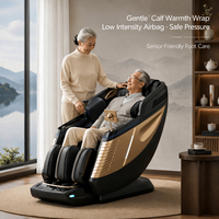Fauteuil de massage 4D doux pour personnes âgées, mode faible intensité, chaleur des mollets, enveloppement par airbag, position zéro gravité, usage en maison de retraite