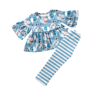 Conjunto de 2 Piezas para Niñas, Blusa con Volantes y Mangas Largas con Estampado Floral y Pantalones a Rayas, Ropa Infantil con Estampado Animal - Product Image 3