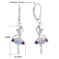 925 argent Sterling danse fille pendentif zircon cubique plaqué rhodium pendentif collier boucles d'oreilles ballerine ensemble de bijoux pour les femmes
