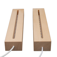 Base en bois LED veilleuse Table avec longue bande Design bricolage hêtre acrylique Rectangle Table de chevet Plug-In USB alimenté chambre utilisation