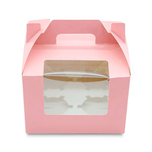 Cajas de Pastel Cuadradas Rosadas Desechables <span class=keywords><strong>Personalizadas</strong></span>, Plegables, de Papel, con Bandeja de 4 Orificios y Ventana de Exhibición <span class=keywords><strong>para</strong></span> Bodas o Fiestas de <span class=keywords><strong>Cumpleaños</strong></span> - Product Image 2