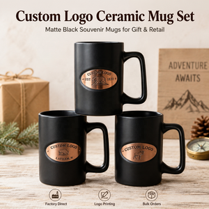 Tasses à café en céramique noires, grandes et hautes, personnalisées avec logo, souvenirs de lieux touristiques américains de l'<span class=keywords><strong>Alaska</strong></span>, en porcelaine - Product Image 1