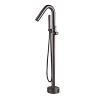 Mitigeur de baignoire et de douche noir moderne sur pied avec bouton de commande pour hôtel et maison