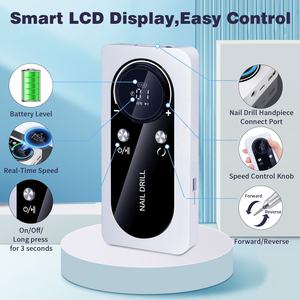 45000RPM Rechargeable Nail <b>Drill</b> Machine Portable Electric E File Manicure Polisher with Nail <b>Bits</b> - Product Image 4