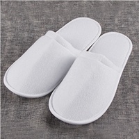 Pantoufles d'hôtel jetables unisexe en tissu éponge blanc pour spa