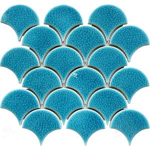 Azulejo de mosaico de cerámica de porcelana esmaltada azul craquelado de hielo de escamas de pescado de baño para decoración del hogar - Product Image 1