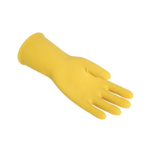 Prix usine gants en Latex de lavage de <span class=keywords><strong>vaisselle</strong></span> de cuisine de sécurité pour femmes 30cm 100g jaune coloré troupeau doublé imperméable et léger - Product Image 3