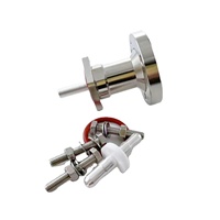 Connecteur coaxial étanche IP67 en laiton avec bride carrée de 32 mm et broche filetée M8 de 25 mm, prise à bride EIA de 7/8 po, 50 Ohms, nickelé/argenté, avec PTFE