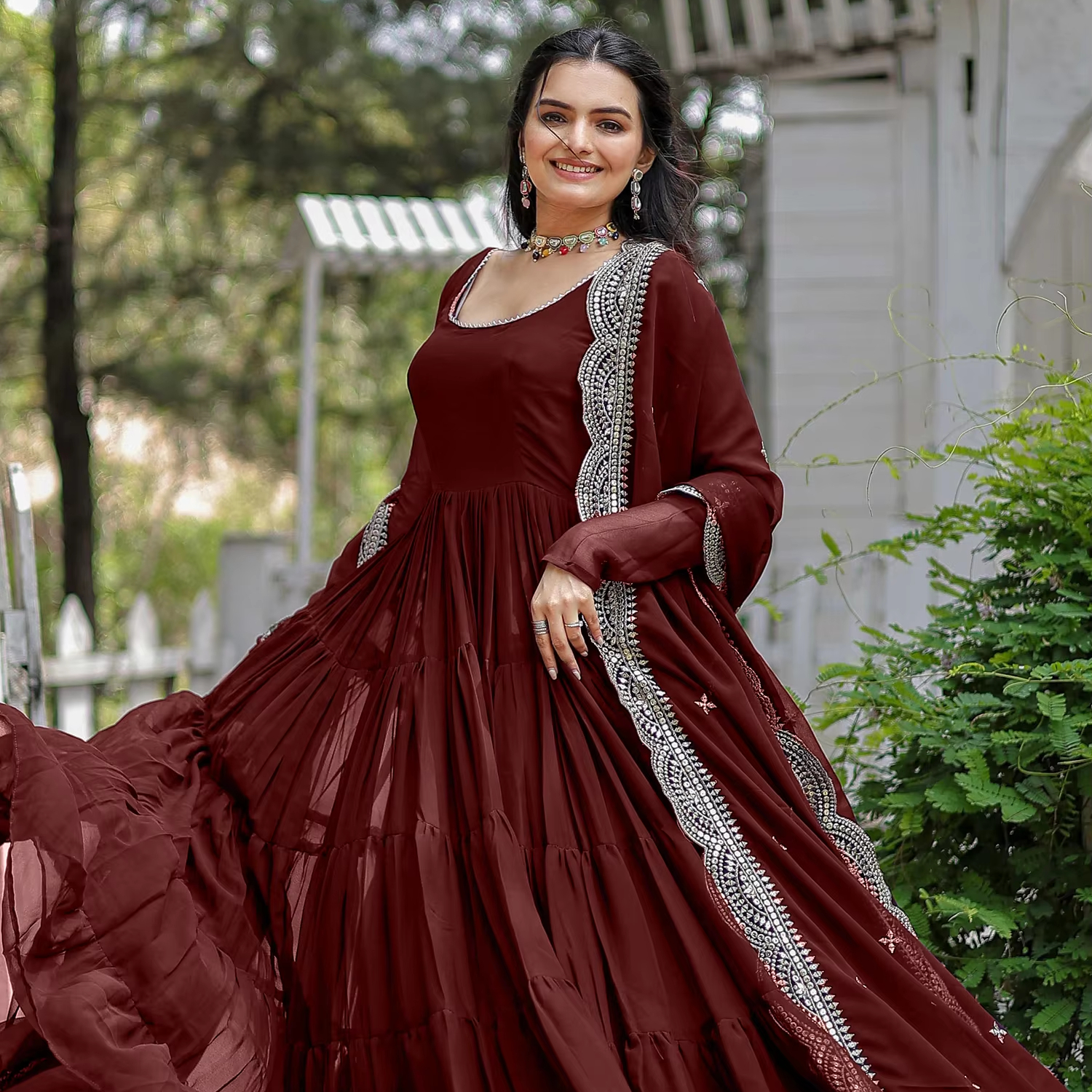 Anarkali Formal Long Kurtis Rangjyot Ankita Heavy Rayon Long