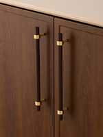 Nouvelle poignée de meuble cylindrique en noyer et laiton de style chinois pour armoires, tiroirs, penderies et commodes