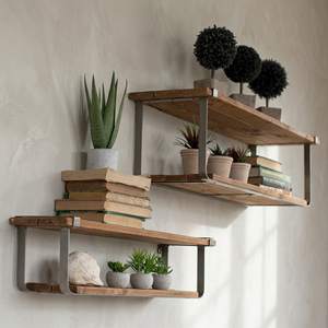 Étagère murale flottante carrée en bois de style antique moderne avec supports, couleur personnalisable, support de rangement multifonction - Product Image 2