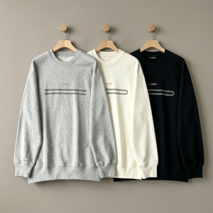 Sudadera de Cuello Redondo para Mujer, 100% Algodón, Manga Larga, Diseño Minimalista con Logotipo Estampado por Transferencia Térmica en la Parte Delantera, Ropa de Invierno - Product Image 5
